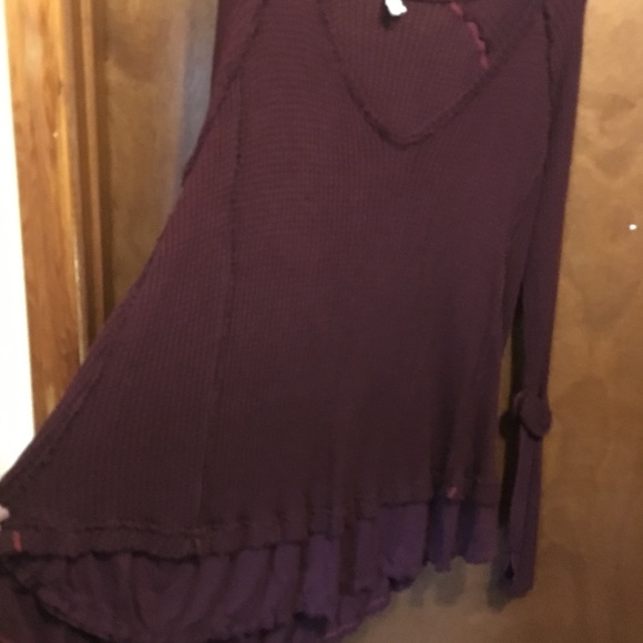 Free people soft athleisure top in maroon - Picture 6 of 6